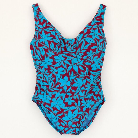 Land's End Preppy Slimming Summer One-Piece Swimsuit Floral 16P - Picture 1 of 15